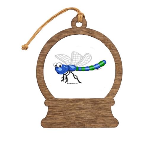 PrintedPerfection.com Personalized Dragonfly - Male Wooden Snow Globe Shaped Christmas Ornament