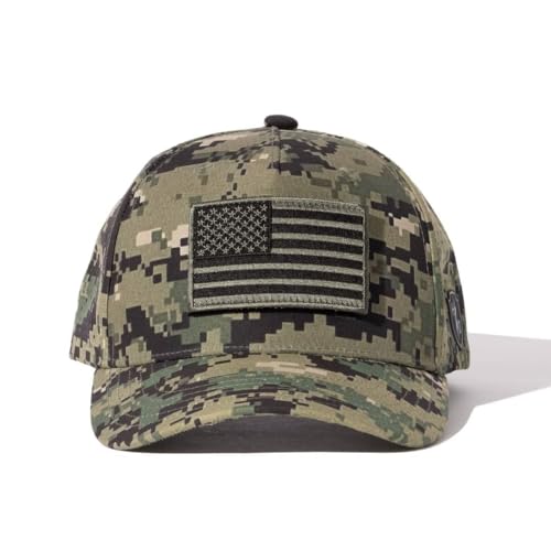 Honor & Oath American Flag Baseball Cap, Digital Camo Patriotic Trucker Hat with USA Flag Patch, Special Forces Style | Alternate Patch Included
