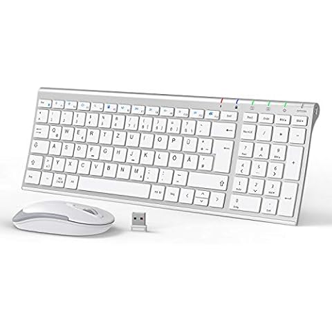 iClever GK03 2.4G Tastatur Maus Set Kabellos, Aluminium Wireless Slim Tastatur QWERTZ Layout (Deutsch), für Computer/Desktop/PC/Laptop/Oberfläsche/Windows 10/8/7/Vista/XP Cover