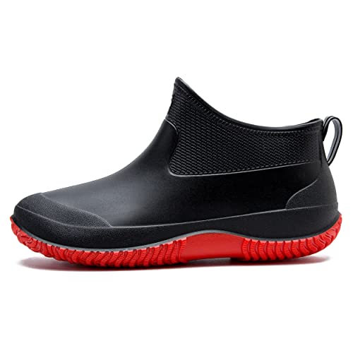 fereshte Men's Ankle Rain Boots Waterproof PVC Short Garden Boots4
