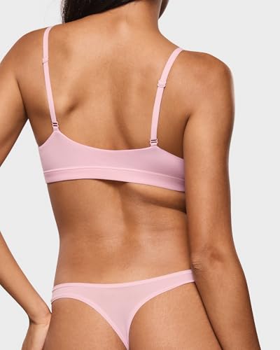 Image of INLYRIC Women's Inbarely Soft Thong - No Show Sexy Panties Breathable V-waisted Ladies Underwear 3 Pack