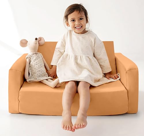 Image of Baby /Couch /Playmat /Three Layers of Folding Kids Sofa /Armchair Flip Open Plush Foldable Mini /Foldable Sofa Cum Bed Chair for 6-60 Months (Upto 5 Years Kids) (Mango)