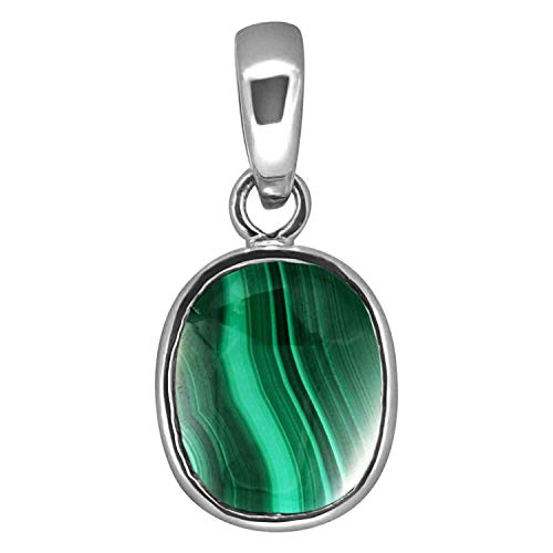 Médaillon en malachite naturelle plaqué argent pour sublimer votre style au quotidien