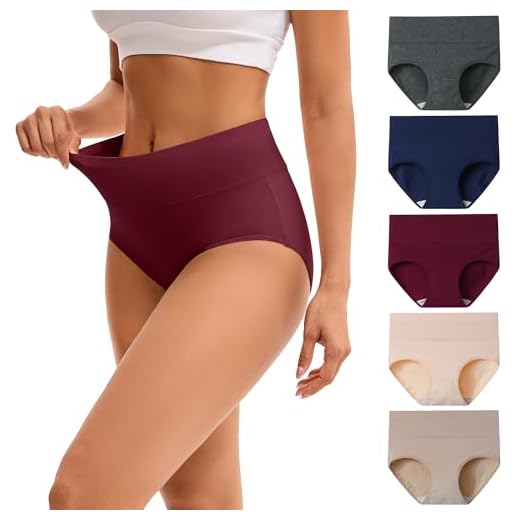 INNERSY Unterwäsche Frauen Bauchweg Unterhose Damen Slips Mehrpack Baumwolle Pantys 5 Pack (M, Spätherbst)