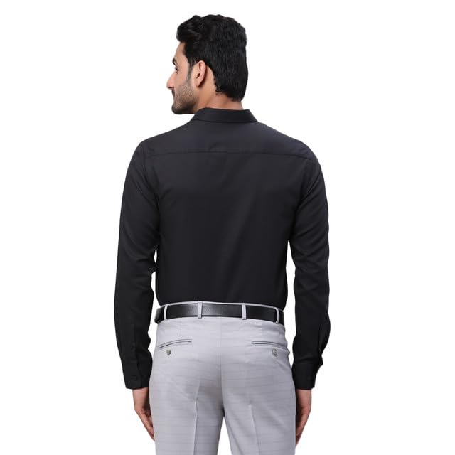 Image of Park Avenue Men's Slim Fit Structure Pattern Pure Cotton Semi Cutaway Collar Full Sleeve Formal Shirt
