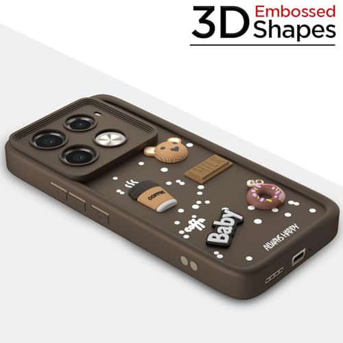 Image of Pikkme Back Cover for Infinix Note 40 Pro 5G | Cute Fun Cartoon 3D Bear Silicone Full Body Protection Bumper Case (Brown)