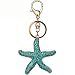 Bolbove Pretty Sparkling Starfish Keychain Keyring Crystal Rhinestones Purse Pendant Handbag Charm (Blue)