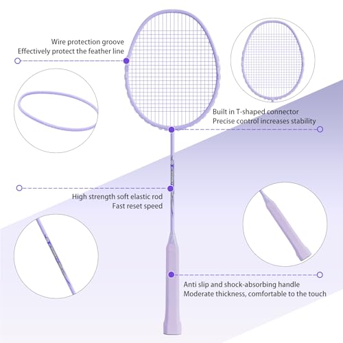 Image of Badminton Racket,Badminton Rackets,Both Offensive and Defensive,Lightweight 75g All Carbon Fiber One-Piece Molded Professional Durable Single Racket,Including 1 Ball Bag
