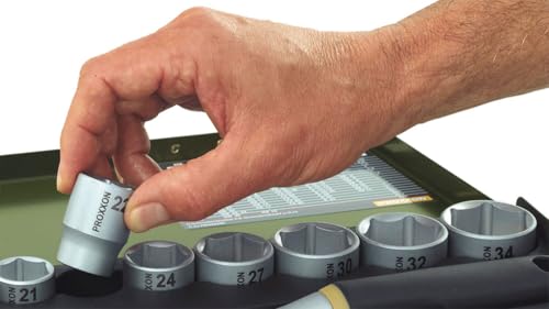 PROXXON Steckschlüsselsatz, Komplettsatz mit 1/4'' und 1/2''-Umschaltratsche, 65-teiliges Werkzeug-Set mit Kunststoffkoffer, 23286