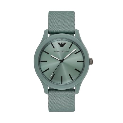 Emporio Armani Relógio masculino de couro com três ponteiros, Verde, Dario