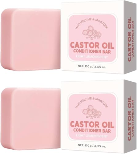Acondicionador en barra con aceite de ricino, fortalecedor e hidratante, suaviza, nutre, limpia, reduce el frizz y la aspereza.