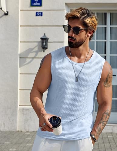 Image of COOFANDY Mens Casual Tank Tops 2 Pack Waffle Knit Sleeveless Shirt Breathable Tank Shirts Summer Muscle Tee