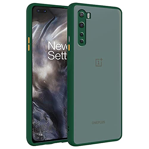 Image of Matte Finish Shockproof Hard Back and Side Soft Smoke Back Case Cover for OnePlus Nord - Green