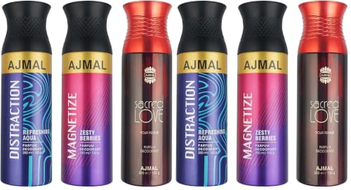Image of AJMAL Ajmal Distraction And Magnetize For Men Women Deodorants Each 200 Ml Combo Pack Of 3 ' Total 600
