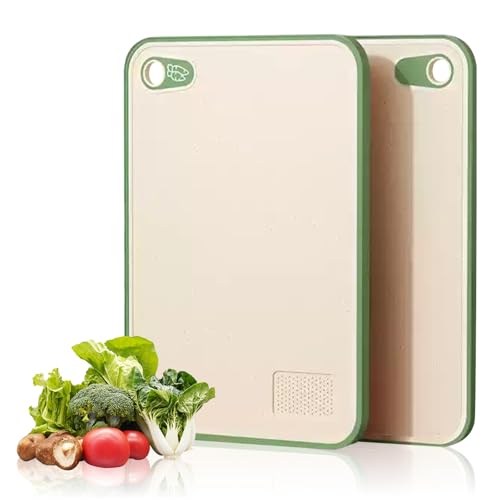 Double Wheat Straw PP Cutting Board,Durable Kitchen Chopping Board for Meat, Vegetables and More,Easy to Clean, Great for Home Cooks (Off white)