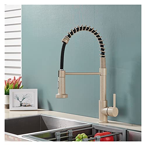 Robinet de cuisine mitigeur noir et or design chic à bec pivotant 360°