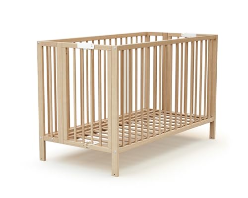 AT4 - Cuna bebé plegable ESSENTIEL madera - Haya Barnizada - 60 x 120-124,5 x 64,5 x 87,5 cm AT4 - Cuna bebé plegable ESSENTIEL madera - Haya Barnizada - 60 x 120-124,5 x 64,5 x 87,5 cm