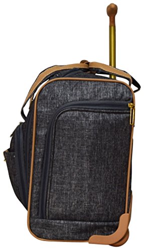 Nicole Miller Underseat Luggage Collection - Small Lightweight 15 Inch Under Seat Bag - Briefcase for Women - Carry On Suitcase with 2- Rolling Spinner Wheels (Paige Silver)