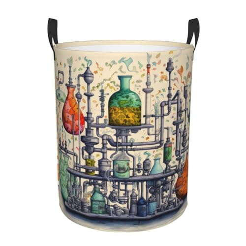 Cesta de ropa sucia redonda de una sola capa con estampado químico, cesta de ropa sucia para tus necesidades de organización del hogar