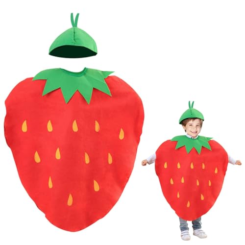 Uoww Costume de fraises pour enfants de 13 ans - Costume de fruits pour filles et garçons - Halloween et Noël - Pour fêtes sur le thème de Noël et jeux de...