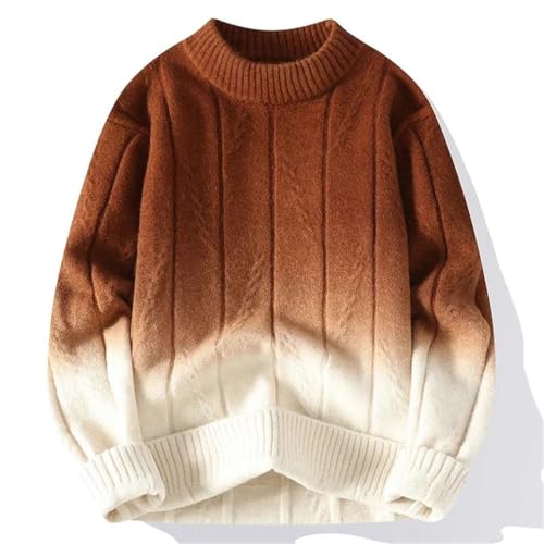 Men Contrast Knitted Sweaters Loose Crew Neck Long Sleeve Casual Sweater Pullover2
