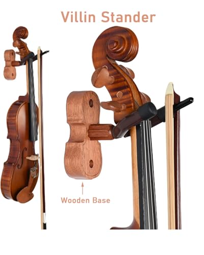 Image of Violin Stand, Mahogany Wood Violin Hook with Hard Case, Adjustable Height for Musicians, Portable Foldable Design for Outdoor Use, Violin Accessories, Violin Musical Instrument Stander