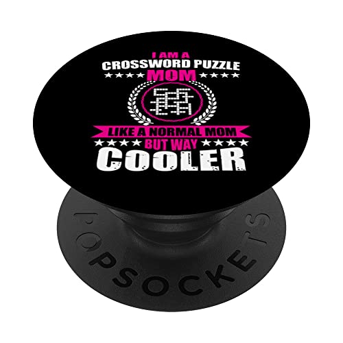 Funny Crossword Puzzle Mom Saying For Women PopSockets Swappable PopGrip, Black