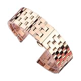 SUPKOUMKBG Correas de reloj de metal sólido, correa de acero inoxidable 316l pulida for hombres y mujeres, color negro, oro rosa, 20mm, 22mm y 24mm(Rose Gold,20mm)