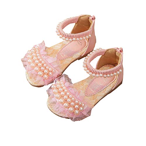 Girls Summer Pearl Lace Princess Gladiator Sandals Beach Roman Shoes - Main Image