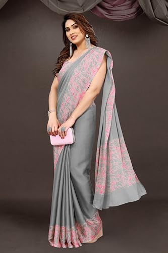 Image of MIRCHI FASHION Women Saree Abstract Print Chiffon | Breathable Lightweight Casual Sari for Regular Use and Office with Unstitched Blouse (Available in 25 Colors)