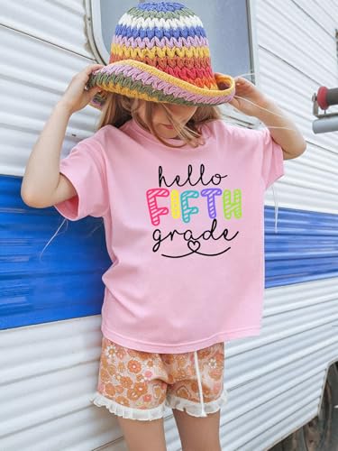 Image of First Day of School Shirt Girls Boys Preschool to 5th Grade Tshirt Kids Back to School Graphic Tee Tops