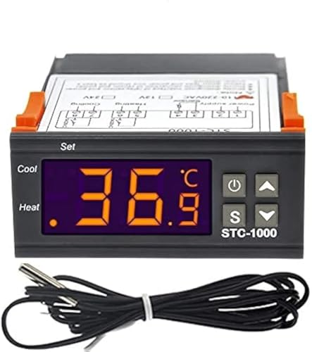 Image of Digital LED Display Temperature Controller With Thermostat Control Switch NTC Sensor Probe For Egg Incubator (STC-1000)