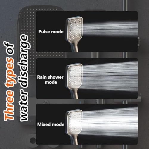 Kit doppio soffione doccia con doccetta, miscelatore termostatico e rubinetto a cascata in ottone, sistema doccia con display digitale, soffione doccia per un relax simile a una spa