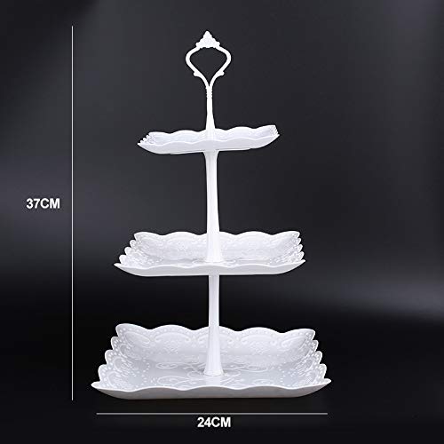 Xiaomu Expositor De Bolo Branco De Três Camadas, Suporte De Bolo Redondo De Plástico Com Prato De Fr