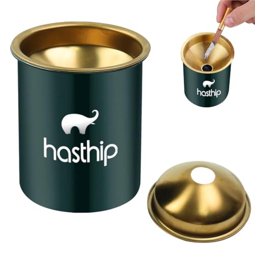 Image of HASTHIP Ashtray Stainless Steel 3.9x3.9x3.9 Windproof Lid for Home Car | Windproof Design Reduces Smoke Escape, Durable Steel Build, Easy-Clean Funnel Lid for Home and Car Use