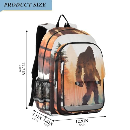 Sasquatch Shadow Forest Backpack Travel Laptop Daypack Shoulder Bag Book Bag Daypack with Reflective Strip 12.9 ×17.7 In2
