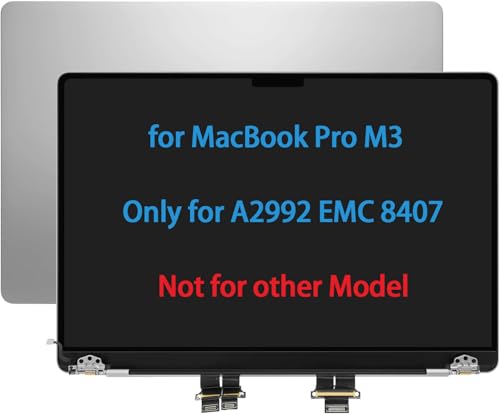 Image of 14 inch Screen Replacement for MacBook Pro A2992 EMC 8407 M1 A2442 2021 EMC 3650 M2 A2779 EMC 8102 M3 A2918 EMC 8304 2023 LCD Screen Display Complete Top Assembly (Silver)