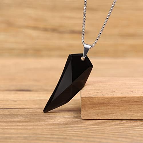 COAI Stainless Steel Chain Wolf Tooth Stone Pendant Necklace