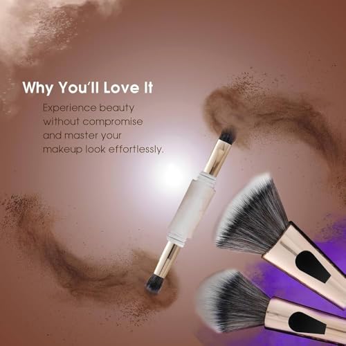 Image of 4 in 1 Multifunctional Makeup Brush Set with Foundation Brush, Powder Brush, Eyeshadow Blending Brush & Flat Brush | Feathery Soft Bristles Makeup Brushes for Women