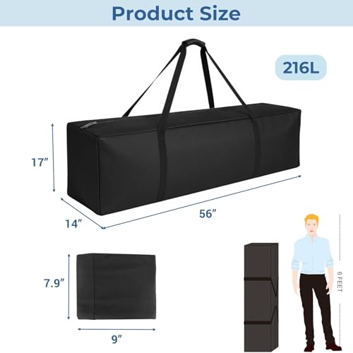 Image of COOLBEBE 56 inch Sports Duffle Bag - 216L Extra Large Travel Duffel Luggage Bag with Upgrade 2-way Lockable Zippers, Sturdy & Water Resistant Long Duffle Bag for Camping Moving (Black 56inch)