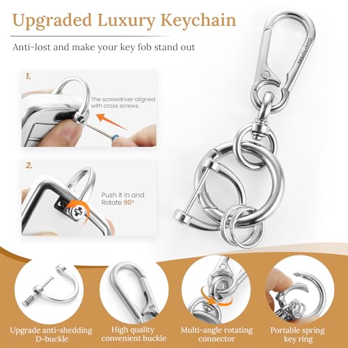Image of for Cadillac Key Fob Cover with Upgraded Anti Loss Durable Metal Keychain, Fashionable Soft Case for Escalade ATS XTS SRX CTS ELR STS DTS (SUV Only) Key (Silver, C1)