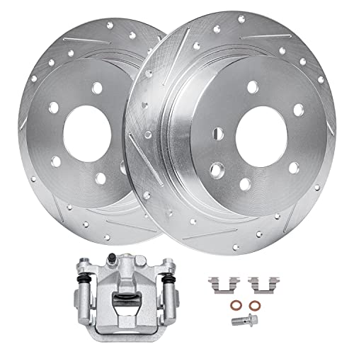 Image of Detroit Axle - 291mm Rear Drilled Rotors Right Brake Caliper Replacement for Nissan Altima Maxima - 3pc Set