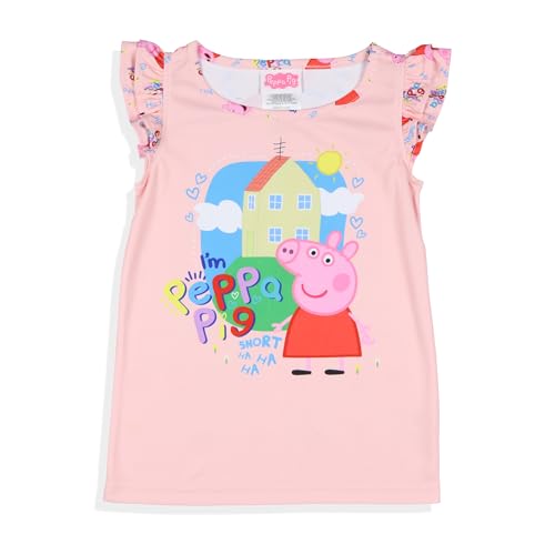 INTIMO Peppa Pig Pajamas Toddler Girls' I'm Peppa Pig Snort Two-Piece Sleep Lounge Set Ruffle Sleeve Top Pajama Pant3