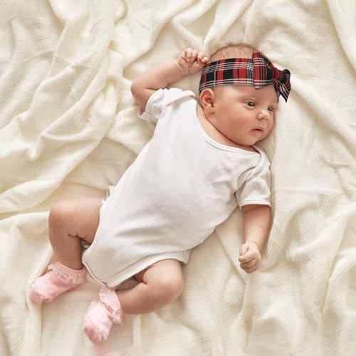 Plaid Red and Black Prints Baby Bow Headband Super Stretchy Soft Bows Hair Accessories for Newborn Infants Toddlers Kids Girls4