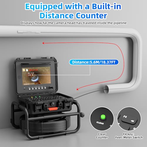 Cámara de Inspección Sanyipace con Localizador, Transmisor 512Hz, Contador de Distancia miniatura 4