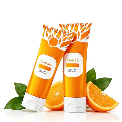 2PCS Orange Exfoliating Gel For Face & Body Exfoliating Cleansing Gel Scrub Moisturize Skin All Types Skin