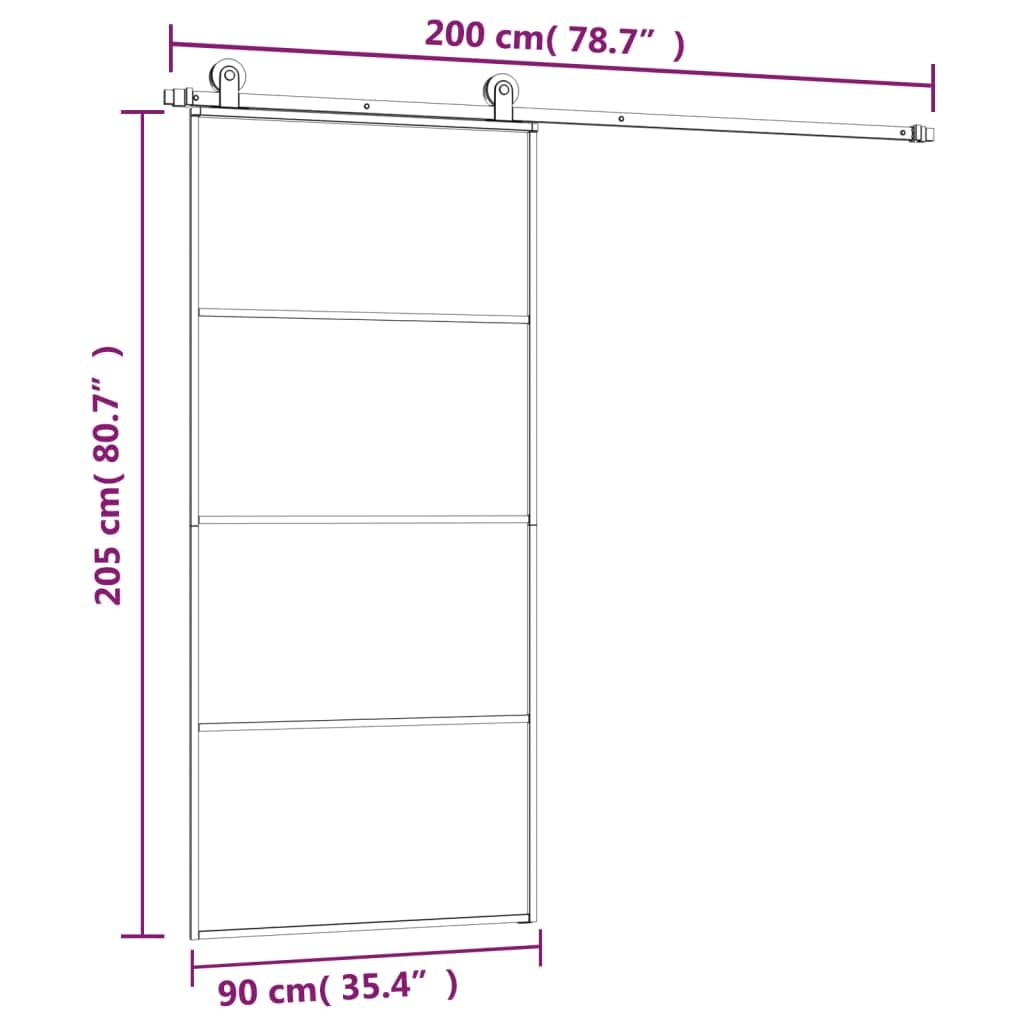 Puerta Corrediza de Vidrio, Vidrio Templado de Seguridad y Aluminio, Puerta Corrediza con Herrajes para Uso Interior (3 horizontal bars)