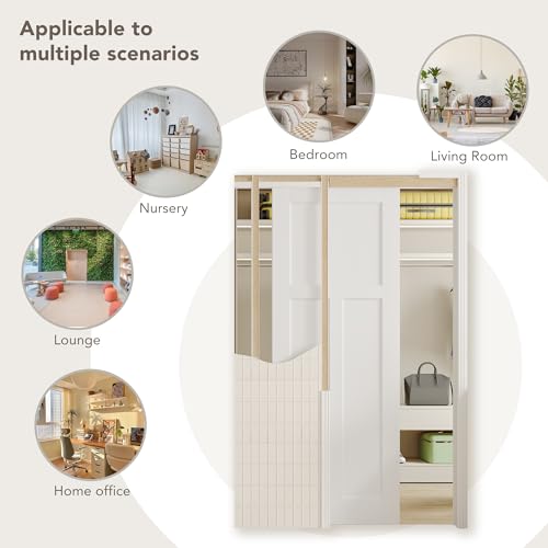 Image of Sliding Pocket Door, 48 inch(2 x 24) x 80 inch, 2-Panel Core with Frame and Hardware Kit Set, Interior Doors for Pocket Door, White Primed - No Panel Assembly Required