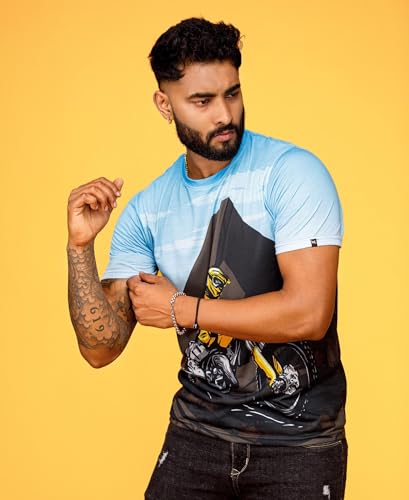 Image of WANDERLOOMS Men Tshirt Front & Back Graphic Printed Full Print Tshirt for Men Round Neck Half Sleeve T-Shirt