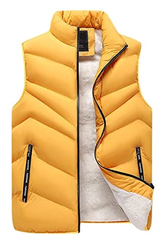 Men's Warm Stand Collar Full Zip Fleece Jacket Sleeveless Padded Down Puffer Vest Coats Outdoor,XS-2XL